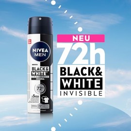 NIVEA MEN Black & White Invisible Deo Spray, Deodorant mit Anti-Flecken-Formel, zuverlässiger 72h Anti-Transpirant-Schutz und Active Protection (150 ml)
