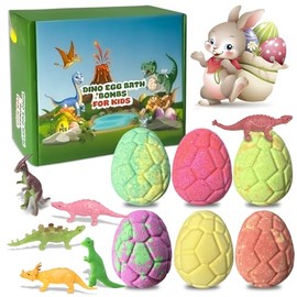 6 Pack Natural and Organic Dinosaur Bath Bombs Bubble Bath Gift Set, Bath Bombs with Dinosaur Inside, Perfect Birthday Gifts（6pcs, 90g）