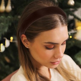 Thick Velvet Headband, 3Pcs Velvet Headbands for Women, 90s Hair Accessories Wide Padded Headbands, Solid Velvet Bezel Headband Fashion Elastic Head Bands for Women's Hair, Girls Velvet Headband