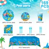 Summer Pool Party Decorations Tableware Set for 24 Guests, Pool