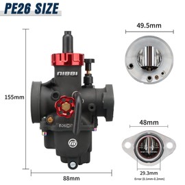 NIBBI Carburetor PE26mm, Fits 150cc-200cc Flange Motorcycle Engines, With Main Pilot jet, fits YAMAHA HONDA Apollo CG GY6 ATV Pit Dirt bike Taotao SUZUKI