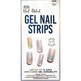 Ardell Nail Addict Gel Nail Strips - Moonlit Pearl, Lasts Up to 14 Days, 1-Pack