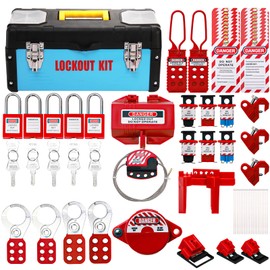 WUWEOT Lockout Tagout Kit, Electrical Safety Loto Kit Includes Clamp-On Circuit Breaker Lockout, Padlocks, Hasps, Plug Lock, Cable Lockout, Ball Valve Lockout, Tool Box, Tag Out Tags and Ties Set