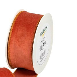 FloristryWarehouse Burnt Peach Christmas Velvet Fabric Ribbon 50mm (2") Wide on 8m roll Wired Edge