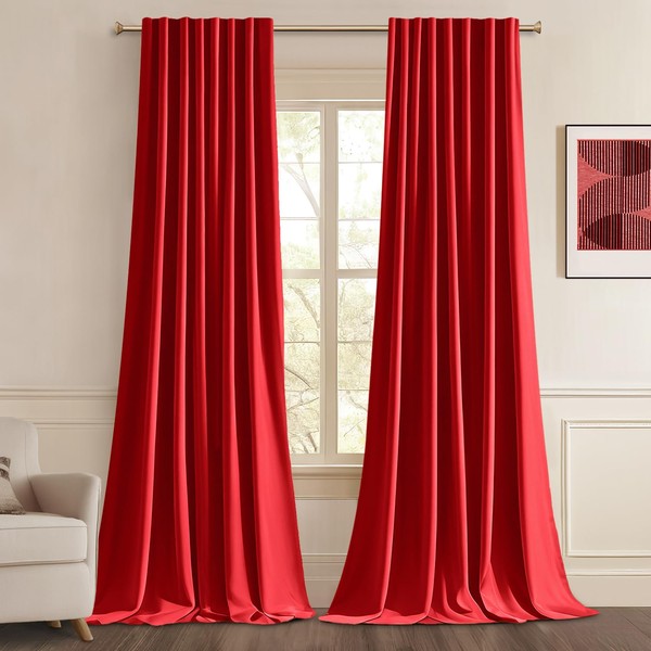 Woaboy Back Tab Blackout Curtains 108 Inch Long 2 Panels