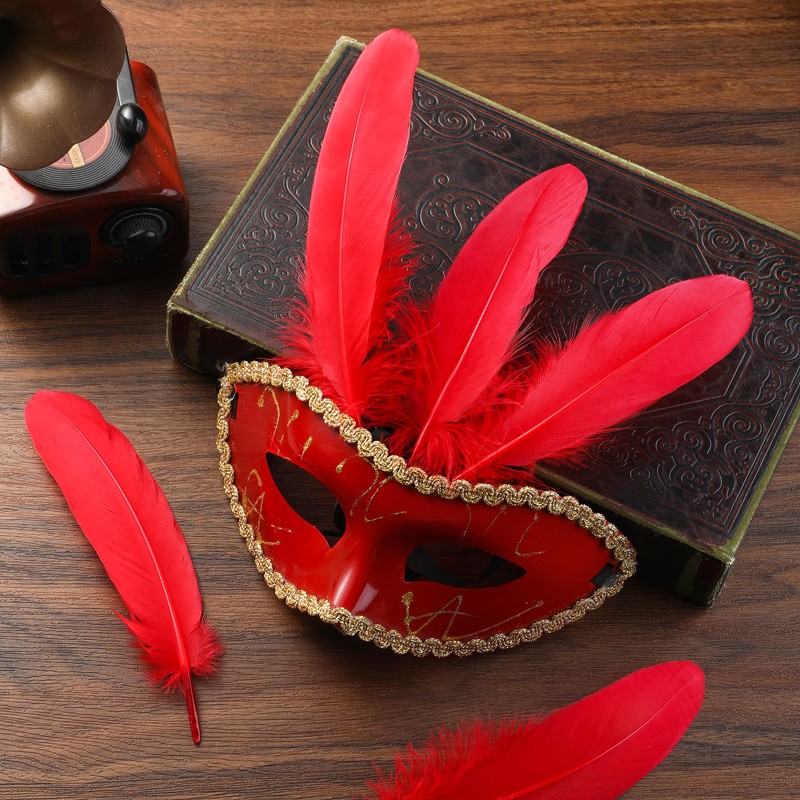 Ballinger Red Large Goose Feather Bulk for Crafts,120Pcs,6-8inch