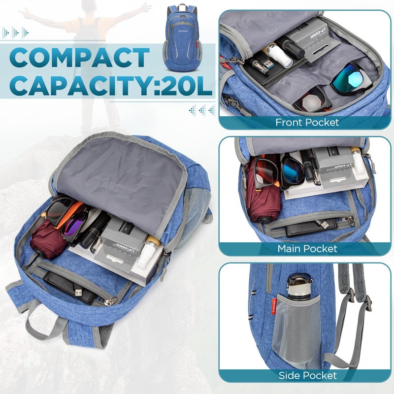 ZOMAKE Bag Foldable Rucksack Small - Day Backpack for Women