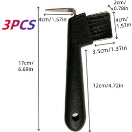 3 Hoof Scrapers, Horse Head Hoof Scraper with Brush, 2 in 1, Hoof Clearing Horse, Horse Care Accessories, Non-Slip Handle, Horse Grooming Tools for Horse Hoof Care, Random Colour