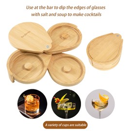 Margarita Salt Rimmer Set, 3-Tiers Salt Rimmer for Cocktails, Bamboo Margarita Salt Rimmer, Bar Salt and Sugar Rimmer for Margarita Kit, Bloody Mary, Manhattan Drinks, Bartender Tool Set