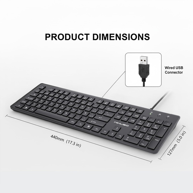 German Keyboard QWERTZ Layout Wired USB,(Not Fading Character) Laptop/PC