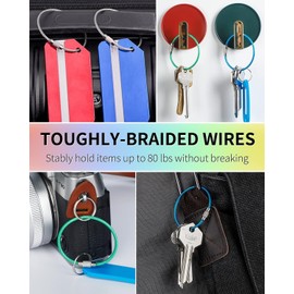 24PCS 15CM Wire Keychain Cable Stainless Steel Key Ring Loop Holder for Luggage Tag Keeper for Sport and Travel