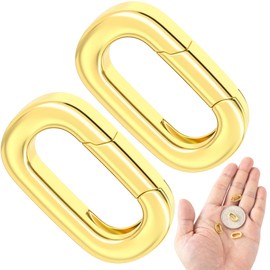 YALOJE 2pcs Oval Necklace Carabiner Clasps, 18K Gold Filled Jewelry Clasps Closures, Spring Pendant Bracelet Connector Necklace Shorter Enhancer for Women DIY Crafts, Jewelry Making (8 x 14 mm)