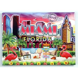 Miami Florida Scene Pop Art Magnet 2.5" x 3.5"