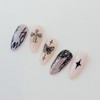 Drawing Cross Handmade Nail Tips Unique Design - Coffin Long