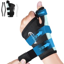 Kenspeed Wrist & Thumb Brace Carpal Tunnel Wrist Brace Night Support Thumb Stabilizer, Spica Thumb Splint Right Hand & Left Hand for Dequervain's Tenosynovitis, Tendonitis, Arthritis (Blue-Right, L)