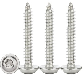 Drenky M4 x 25 mm Self-Tapping Screws Pack of 50 Wood Screws Torx Flat Head with Washer Self-Tapping Screws Stainless Steel A2 V2A Full Thread