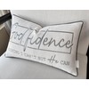 MANOJAVAYA Godfidence Embroidered Pillow Cover - 12x20 Inch Ivory Cotton