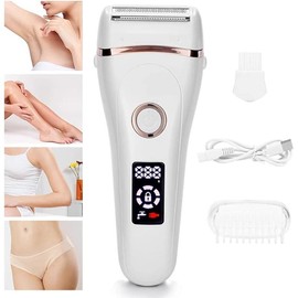 Electric Lady Shaver Bikini Trimmer Wet & Dry Rechargeable Cordless Painless Electric Razor for Women, LED Display Razor for Legs Underarms (Violet) Eyebrow Hair Removal Device - Color: White