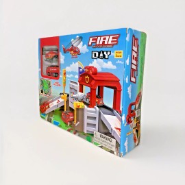 Fire Rescue DIY Fire Rescue Garage Play Set - 24 PCS Firemen Toys w/ DieCast Plane Truck