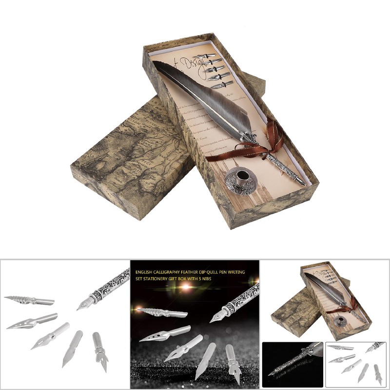 English Calligraphy Feather Dip Quill Pen Writing Set Stationery Gift