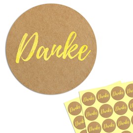 Pack of 200 40 mm Thank You Stickers Round Gold