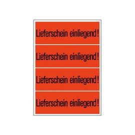 HERMA 6754 Lieferschein einliegend Aufkleber, 1000 Stück, 39 x 118 mm, selbstklebend, klein, Warnhinweis Etiketten Versandaufkleber Paketaufkleber für Kennzeichnung von Sendungen, neon leuchtrot