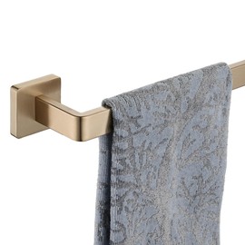JQK Champagne Bronze Towel Bar, 24 Inch 304 Stainless Steel Thicken 0.8mm Towel Rack Bathroom, Towel Holder Wall Mount, Total Length 26.41 Inch, TB250L24-CB