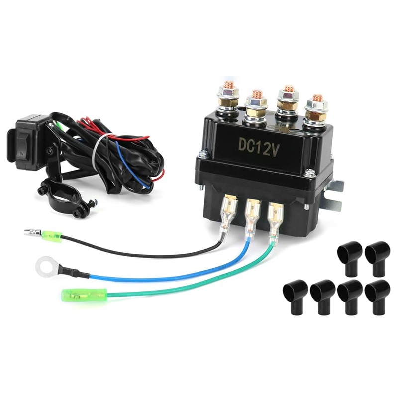 QWORK Universal 12V Solenoid Relay Contactor Winch Rocker Thumb Switch