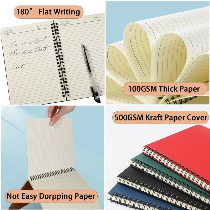 TAZQINCO 8 Packs 8 COLORS A5 Lined Spiral Notebook with