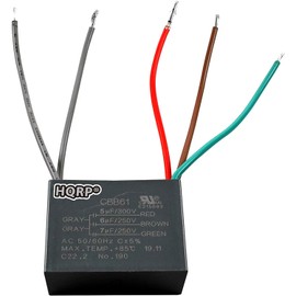 HQRP Capacitor CBB61 Compatible with Harbor Breeze Ceiling Fan 5uf+6uf+7uf 5-Wire UL Listed