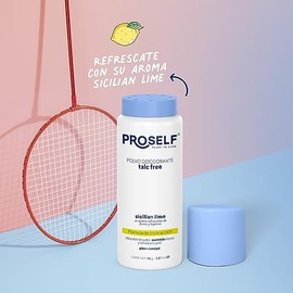 PROSELF Polvo Desodorante para Pies y Cuerpo - Natural y Libre de Talc -, Mantiene tu cuerpo seco sin mal olor - Delicioso Aroma a Lima Siciliana -...