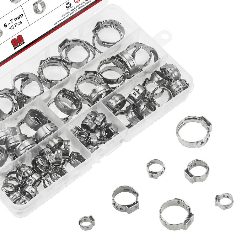 DYWISHKEY 304 Stainless Steel Single Ear Hose Clamps with Pincers