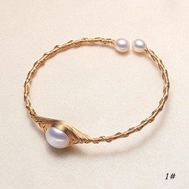 YorzAhar Pearl Bracelets Cuff Bangles for Women 7-8mm Natural Freshwater Baroque Pearl Edison Pearls Vintage Bracelet Gift for Grandma Mather Older