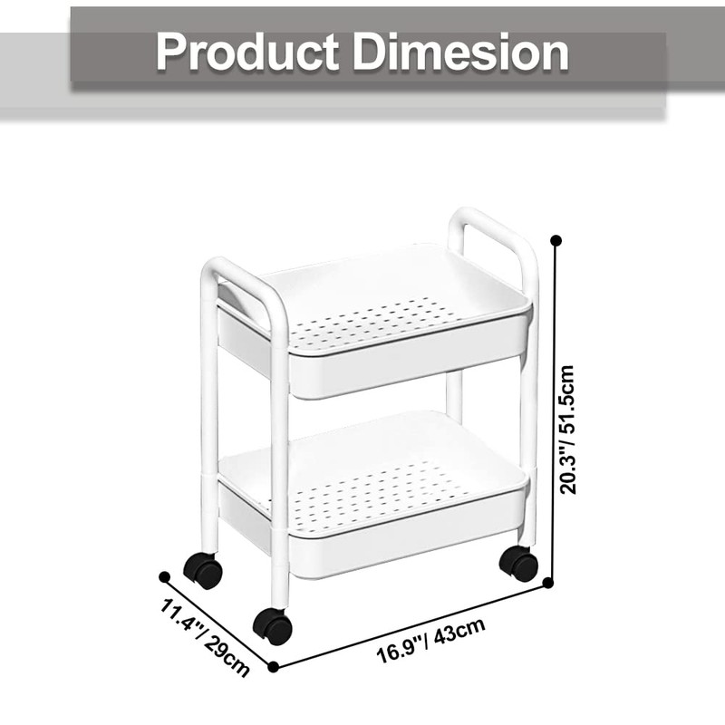 Melody House 2-Tier Utility Rolling Cart Storage Organizer Sofa Side