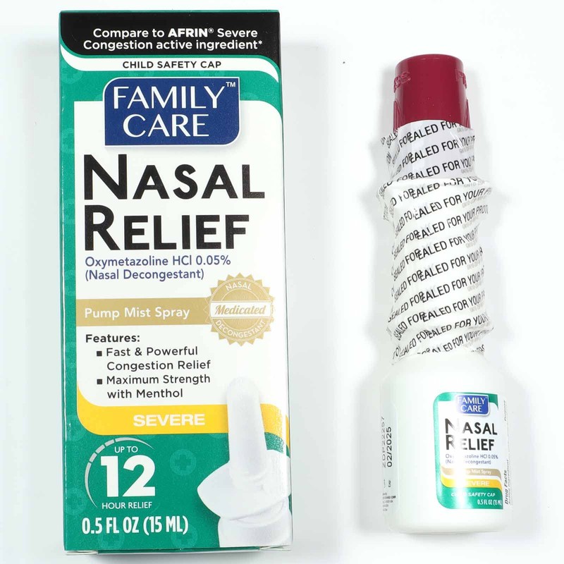 Nasal Relief Spray, Pump Mist, Anti-drip, Severe Congestion, (Oxymetazoline HCI