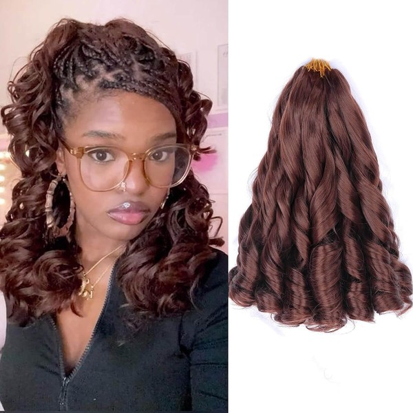 Flyroseing 8 Pcs Curly Braiding Hair, Synthetic Bouncy Cooper French