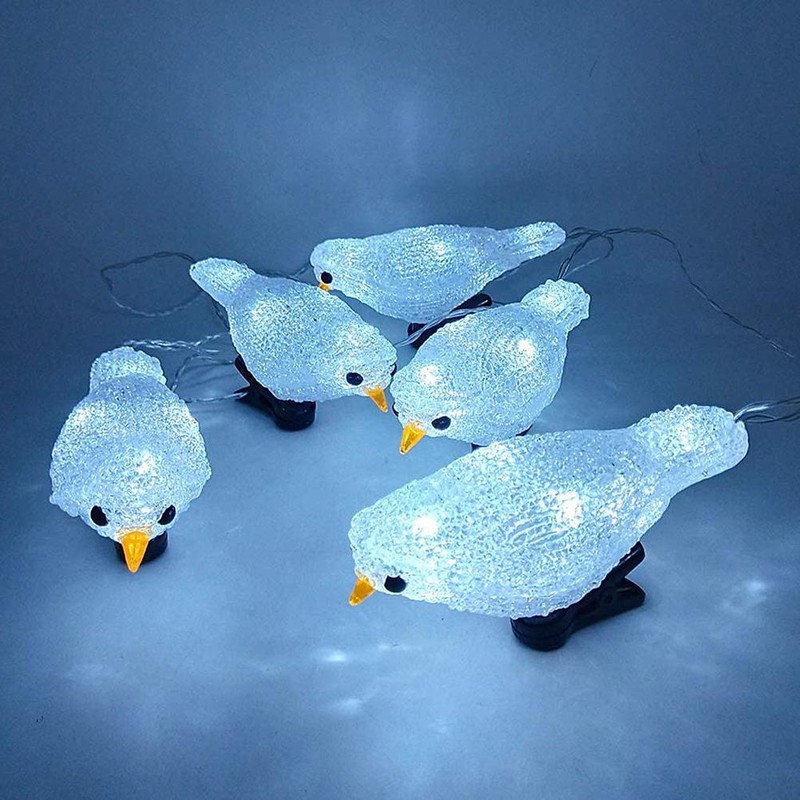 Waterproof 5 LED Acrylic Bird Lights String Solar Fairy Lamp
