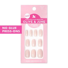 Olive & June Super Stick Mani Press-On Nails | Short, Squoval | No Glue Needed | 32 Tab Nails in 16 Sizes | Non-Toxic Tabs | Easy On-Off, Non-Damaging | Realest Look | 7-Day Wear | Tutu