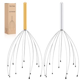 Sancheay Head Massager, Manual Scalp Head Scratcher, Handheld Scalp Massager for Deep Relaxation, Hair Stimulation and Stress Relief (Gold & Silver)