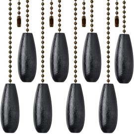 8 Pieces Ceiling Fan Pull Chains Extender Wooden Pendant Pull Chain Extension for Ceiling Light Lamp Fan(Black)