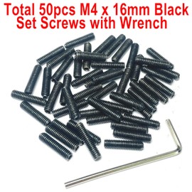 ZDingTech 50pcs Set Screws M4 x 16mm 304 Stainless Steel Allen Head Hex Socket 4X16mm Set Screws Grub Hex Head Sockets with M2 Allen Wrench.(16mm Length)