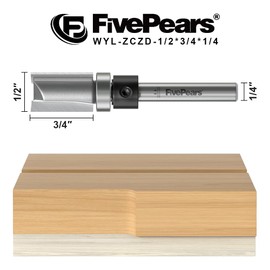 FivePears Pattern Flush Trim Router Bit 1/2 Inch Cutting Diameter, 3/4 Inch Cutting Length, 1/4 Inch Shank, Top Bearing Flush Straight Cut Trim Router Bit for Woodworking