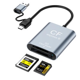 Professional CFexpress Type B & SD Card Reader with USB 3.2 (Gen 2) 10Gbps,USB-C&USB-A 2-in-1 Type B SD Dual Slot CF Express Adapter, UHS-II/UHS-I, Aluminum Alloy Memory Card Reader for Photographers