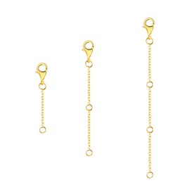 ALEXCRAFT Gold Necklace Extenders 14K Gold 3PCS Necklace Extension Chain Extenders with Lobster Clasp Durable Gold Plated Solid Brass Necklace Bracelet Anklet Extenders Chains Extension 1 2 3 Inch