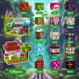 Magnetic Blocks 126PCS - 1 inch Magnetic Building Blocks Cubes Kid STEM Sensory Toy for 3+ Year Old Boys & Girls Game Themed Gifts