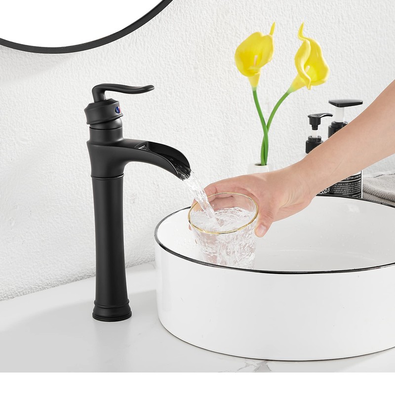 Matte Black Bathroom Faucet GGStudy Single Handle One Hole Farmhouse