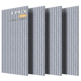 Large Bilayer Acoustic Panels,4 Pack Sound Absorbing Panels,48” x 24” x 0.72” Sound Proof Panels for Walls,Decorative Sound Panels,High-Density Acoustic Wall Panels,Silver Grey