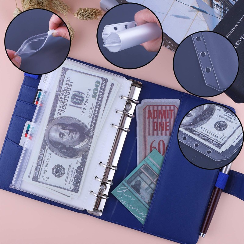 Antner A6 Budget Binder with Zipper Cash Envelopes for Money