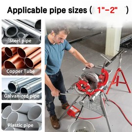 4-Piece 47770 Pipe Threading Die Set with Storage Case- Heavy Duty NPT Thread Cutter for 1/2"-3/4" Pipes, Fits RIDGID 300, Reed 535, Works with 504A/713/815A Die Heads