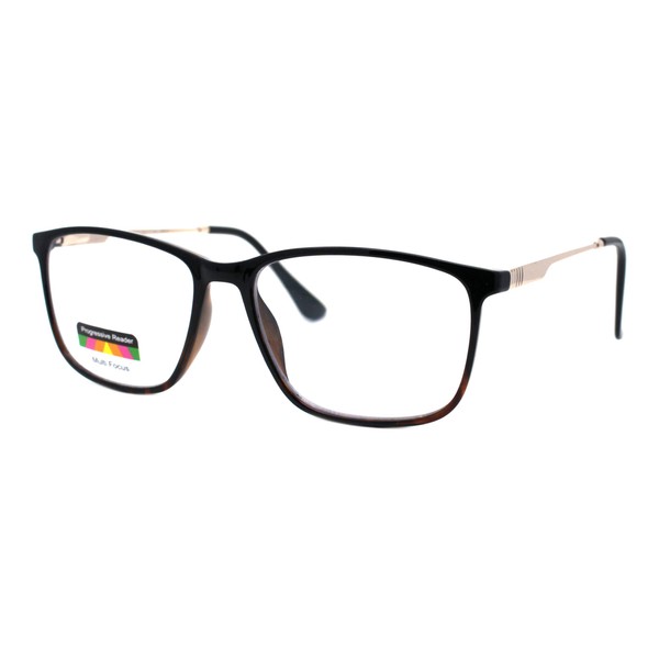 PASTL MultiFocus Progressive Reading Glasses 3in1 Reader Square Rectangle BlackTS+1.75